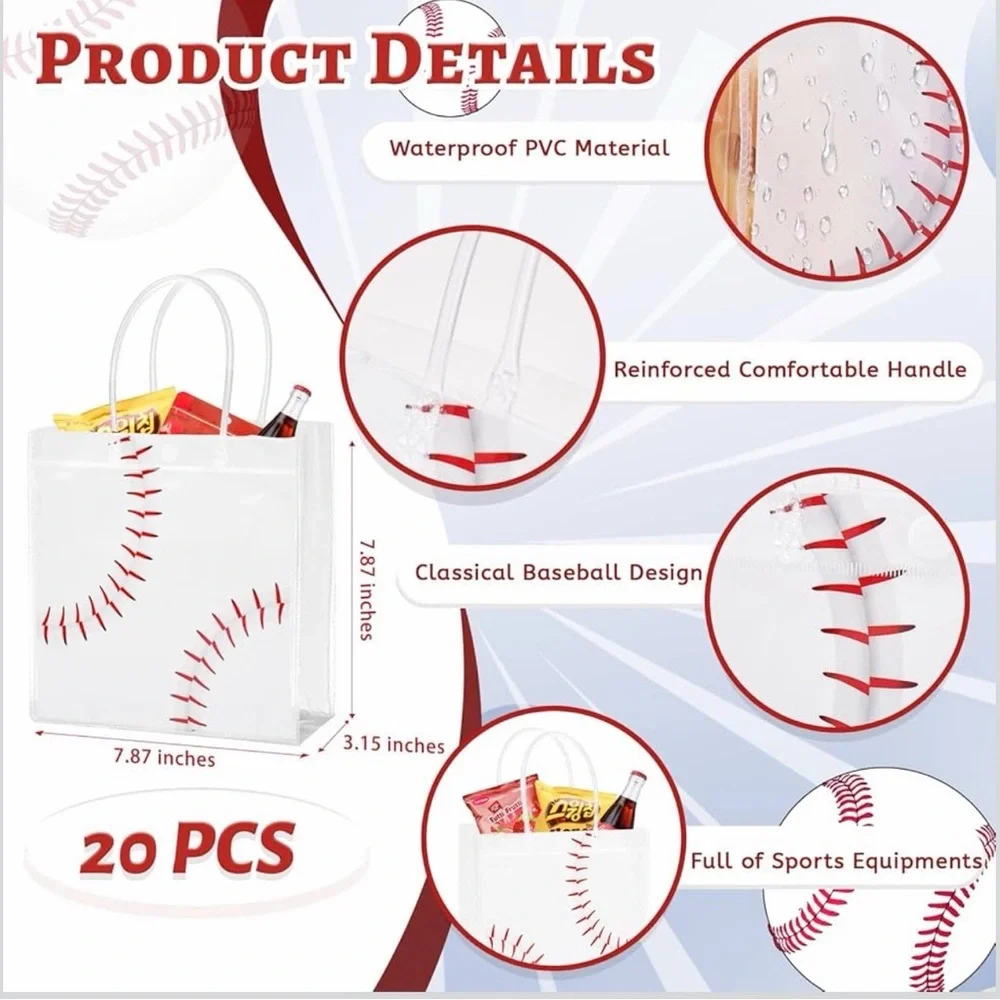 Baseball Themed Party Favor Bags 20 Count Pack
